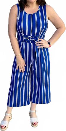 Apricot Stripe Jumpsuit In Blue