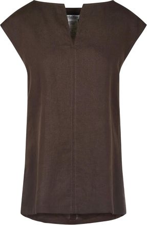 Max Mara Top in lino con maniche ad aletta - Marrone
