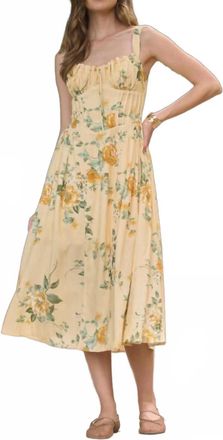 Moon River Katie Midi Dress In Yellow Multi