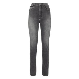 Philipp Plein Super High Waist Jegging - Dames - Skinny Jeans - Grijs - W26 - Katoen - Jeans