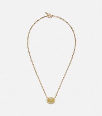 Octavia Elizabeth Bermuda Grass 18kt gold chain necklace with beryl and diamonds