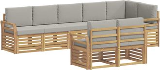 vidaXL Conjunto De Sof&aacute;s De Exterior 8 Uds. Blanco Y Gris Claro Vidaxl
