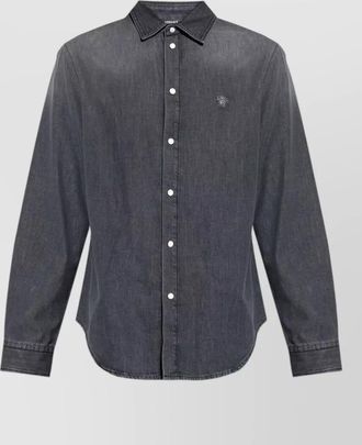 Versace long sleeve shirt curved hem nylon silk