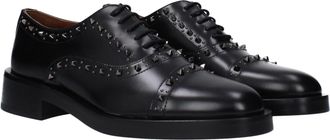Valentino Garavani Womens Black Leather Oxfords And Derbies Shoe
