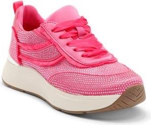 Kenneth Cole Reaction Claire Rhinestone Embellished Platform Sneaker in Geranium Neoprene at Nordstrom Rack, Size 5.5