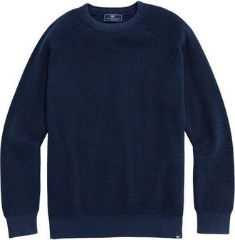 Vineyard Vines Waffle Knit Cotton Crewneck Sweater in Nautical Navy at Nordstrom, Size Xx-Large