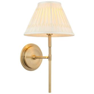 Endon Lighting Rennes & Chatsworth Wall Lamp with Shade Antique Brass Plate & Ivory Silk