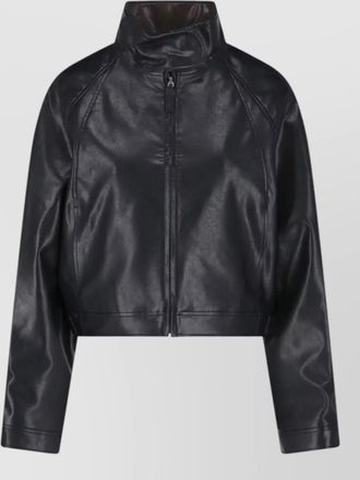 Low Classic high collar cropped jacket snap button design