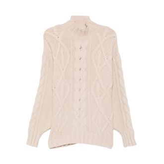Akep Lupetto Trecce - Dames - Truien - Beige - Maat: M