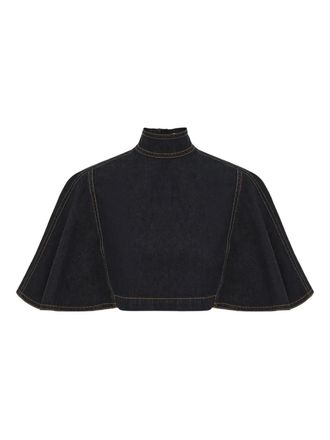 Zimmermann high-neck flared denim coat - women - Cotton - 0 - Blue