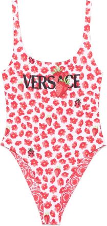 Versace Costume da bagno con stampa Strawberry Garden - Rosso