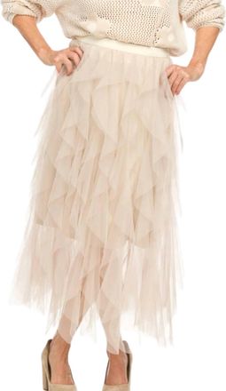 Papillon Tulle Ruffle Skirt In Stone