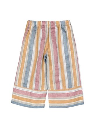 Il Gufo Striped Linen Capris - Multicolor