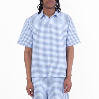 Marni Seersucker Short-Sleeved Checked Shirt, Brand Size 50 ( US Size 40 )