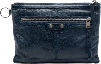 Balenciaga Pre-owned Clutches, female, Blue, Size: ONE SIZE Pre-owned Leather Clutch