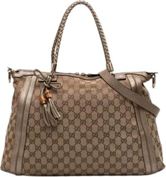 Gucci Pre-owned Handbags, female, Beige, Size: ONE SIZE Pre-owned Canvas Handbag
