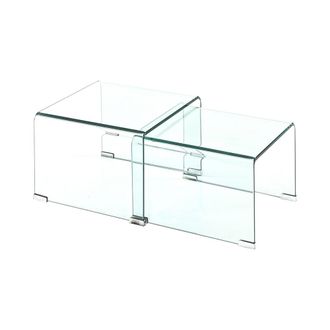 Oresteluchetta Set De 2 Mesas Auxiliares De Sal&oacute;n De Vidrio Transparente Dise&ntilde;o Curvado San