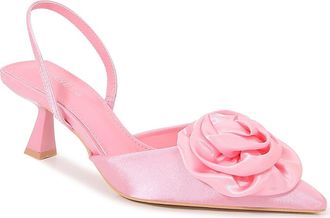 Berness Camellia Satin Rose Slingback Kitten Heel Pump in Pink at Nordstrom Rack, Size 7.5