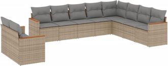 vidaXL Juego De Sof&aacute;s Jard&iacute;n Con Cojines Beige 10 Pzas Rat&aacute;n Sint&eacute;tico Vidaxl