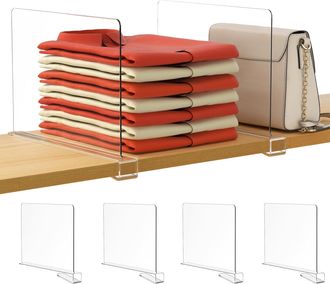 OEM Juego De 4 Estantes Para Armario Con Compartimentos Transparentes, Organizador Vertical Para Bolsos, Ideal Para Guardar Su&eacute;teres, Camisas Y Bolsos, Fa