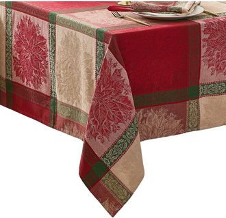 Elrene Prestige Poinsettia Jacquard Rectangle Tablecloth