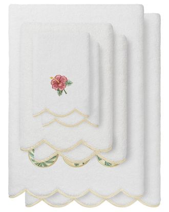 Linum Home Textiles 100% Turkish Cotton Maui Scallop 6Pc Embellished Towel Set