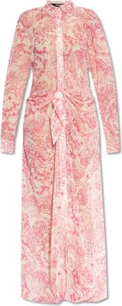 Versace Kleedjes, Dames, Roze, S, Polyester, Jurk met gedrapeerde taille