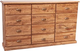 Biscottini International Cajonera De Estilo Country De Madera Maciza De Tilo Acabado Con Efecto Natural 170x40x100 Cm