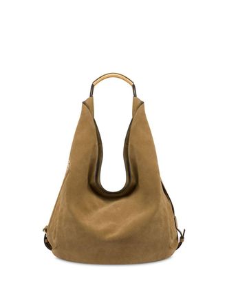 Moschino large Handle Me shoulder bag - women - Calf Suede - One Size - Neutrals