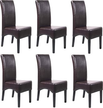 Hhg Hhg - Nunca Usado] Lote De 6 Sillas De Comedor Silla De Cocina Silla Latina, Cuero, Marr&oacute;n, Patas Oscuras