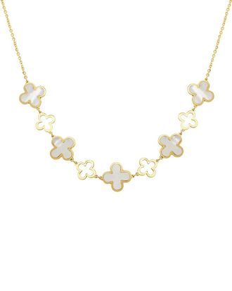 Italian Gold, Inc 14K Mother Of Pearl Station Layered Clover Necklace