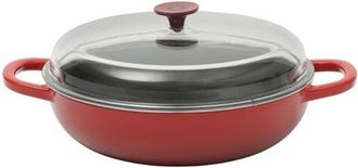 Crock Pot 5 Quart Enameled Cast Iron Multi-Use Everday Pan With Borosilicate Lid in Red at Nordstrom