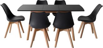 Happy Garden Happy Garden - Conjunto De Mesa Extensible 120/160cm Helga Y 6 Sillas Nora
