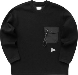And Wander Minimalistische Zwarte Trui - Heren - Sweatshirts - Zwart - S - Polyester - Hoodies & sweatvesten