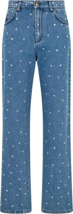 Philosophy di Lorenzo Serafini Rhinestone Straight Jeans - Dames - Regular Fit Jeans - Blauw - XS - Katoen - Jeans