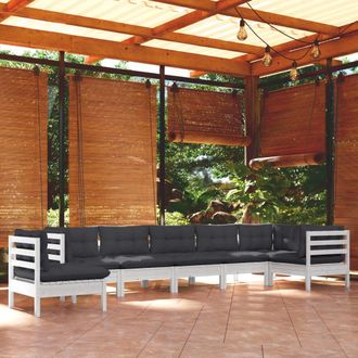 vidaXL Muebles De Jard&iacute;n 8 Pzas Y Cojines Blanco Madera Maciza De Pino Vidaxl
