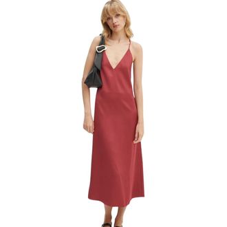 Stine Goya Jurk met V-hals en Ruches - Dames - Casual kleedjes - Rood - XS - Polyester - Kleedjes