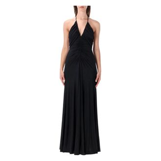 Self Portrait Gowns, female, Black, Size: 2XS Jersey Gathered Maxi Dress