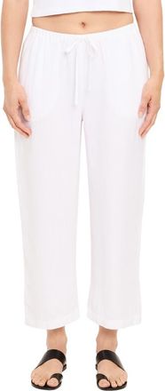 Michael Stars Tali Linen Blend Wide Leg Drawstring Pants in White at Nordstrom, Size X-Small