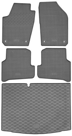 OEM Skoda Fabia Iii Hatchback (11/2014-08/2021) - Juego De Alfombrillas De Goma Para Coche + Alfombrilla Para Maletero