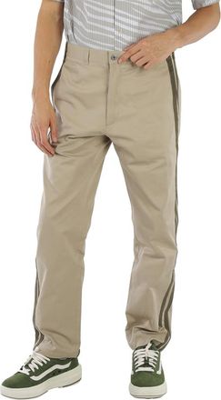 Roberto Cavalli Sand Straight Leg Striped Cotton Trousers, Brand Size 48 (Waist Size 32)