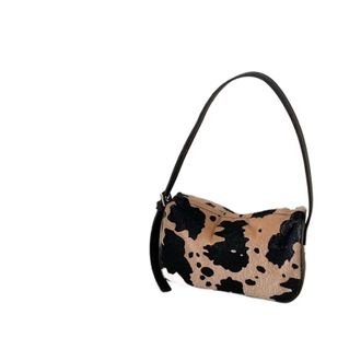 Generic Plush bag Plush Bag Underarm Shoulder Patchwork Contrast Color Women Handbag Autumn Winter Small Square Purse(Coffee)