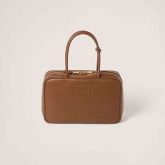 Miu Miu Beau Leather Bag, Woman, Cognac