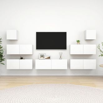 vidaXL Vidaxl - Set De Muebles De Sal&oacute;n Tv 7 Piezas Madera De Ingenier&iacute;a Blanco