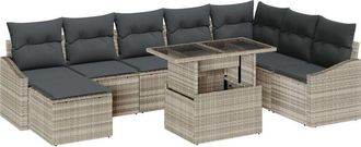 vidaXL Vidaxl - Garden Sofa Set with Cushion 9 pcs Light Grey, Dark Grey