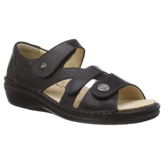 Finn Comfort Sintra Soft Leather Womens Hook and loop Sandals - Black - Size:UK 6.5