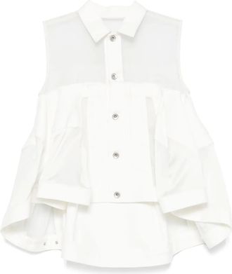 sacai denim mix shirt - White