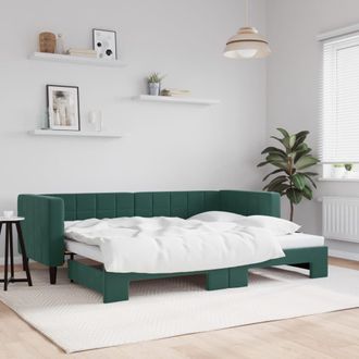 vidaXL Sof&aacute; Cama Nido Terciopelo Verde Oscuro 80x200 Cm Vidaxl