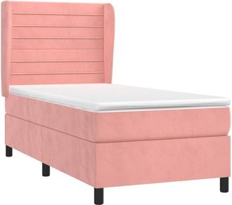 vidaXL Vidaxl - Cama Box Spring Con Colch&oacute;n Terciopelo Rosa 90x200 Cm
