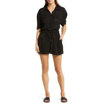 Elan Cuff Sleeve Cover-Up Romper in Black at Nordstrom Rack, Size X-Small